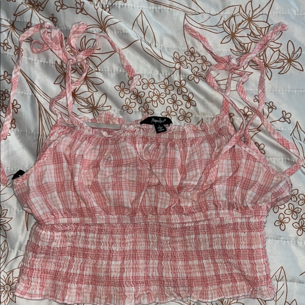 Papaya Pink Plaid Camisole Top